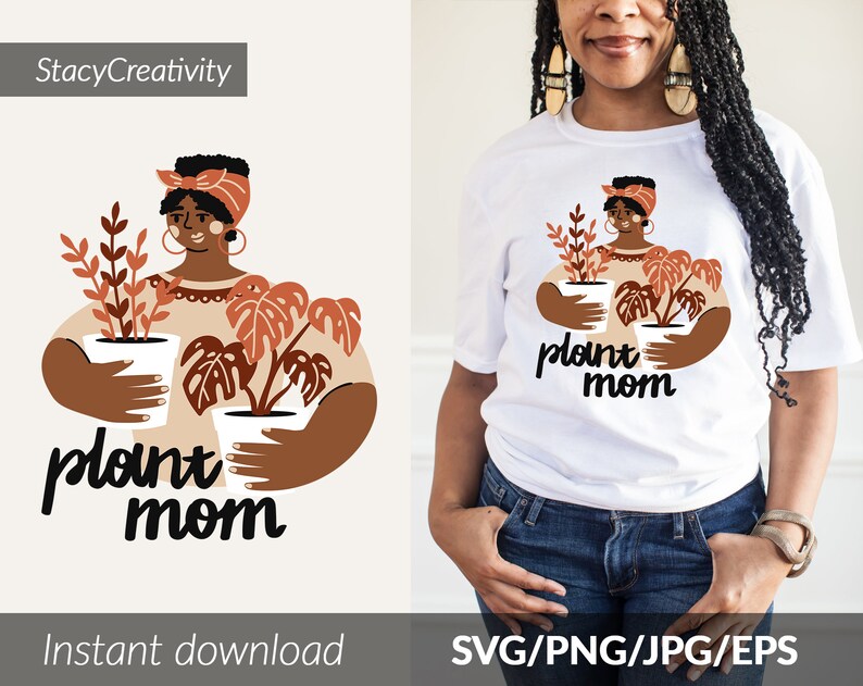 Download Plant Mom Svg Black Woman Plant Lover Svg Garden Svg Plant Lady Drawing Illustration Art Collectibles Tripod Ee