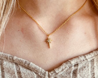 Star of wisdom gold Necklace - Elegant necklace - Minimalist Jewelry- Gift for Her- Delicate chain necklace-gift for daughter- celestial
