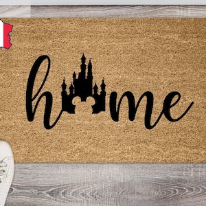 Home doormat, Disney themed home decor, mickey mouse head, Disney castle