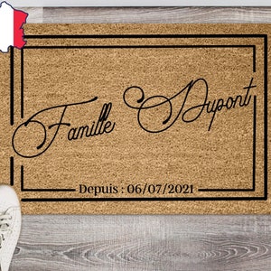 wedding gift idea, Family doormat, wedding date home decor, couple anniversary gift, custom coir mat - Coco outdoor mat