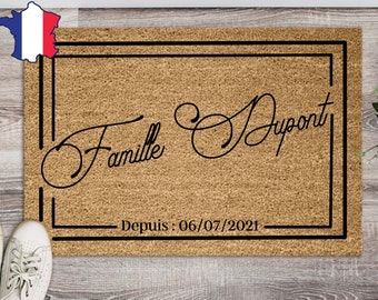 Cadeau famille personnalisable, cadeau de mariage, paillasson personnalisable, cadeau original et utile - Paillasson coco extérieur