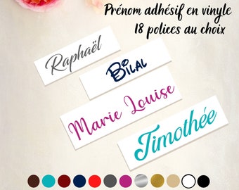 Stickers vinyle personnalisé , prénom autocollant, adhésif personnalisé - mariage, gourdes, anniversaires