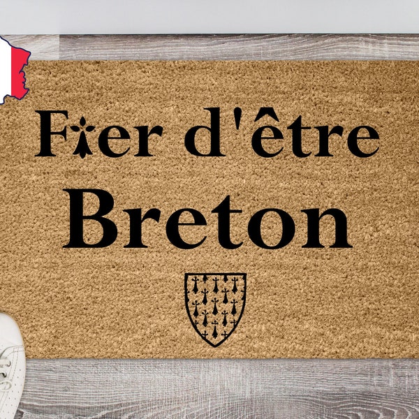 Le paillasson breton , cadeau bretagne, fier d'être breton, paillasson personnalisable en coco