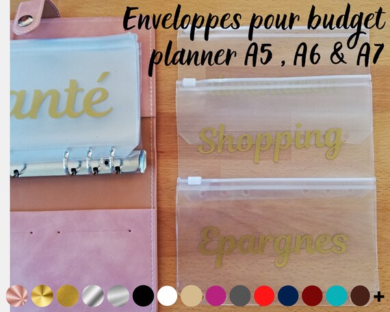 Enveloppes budgétaires A6 , A7 , A5 pour budget planner, Pochettes zippée plastique, Personnalisables - Unité