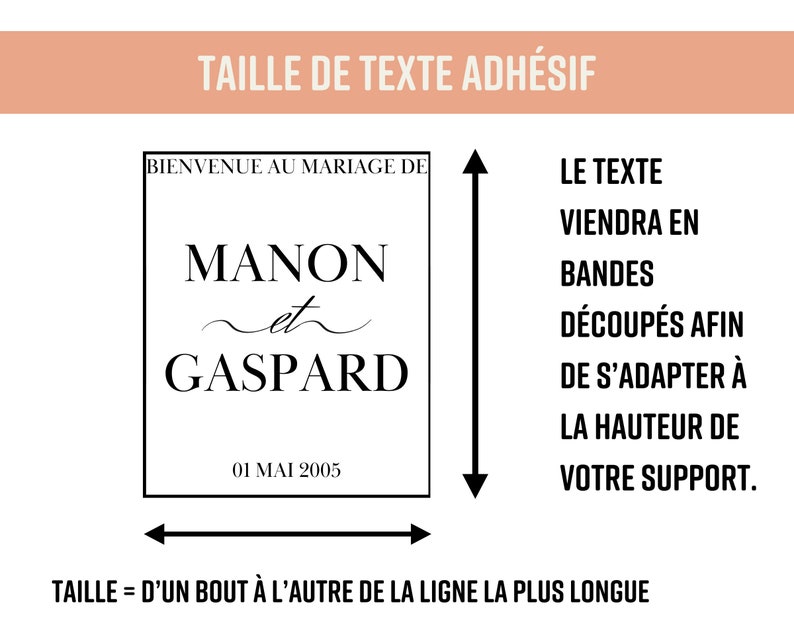 Autocollant panneau de mariage, texte adhésif vendu lignes par lignes image 4