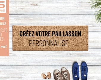 Paillasson long personnalisable en coco - cadeau pour pendaison de crémaillères - personnalisable avec texte ou logo