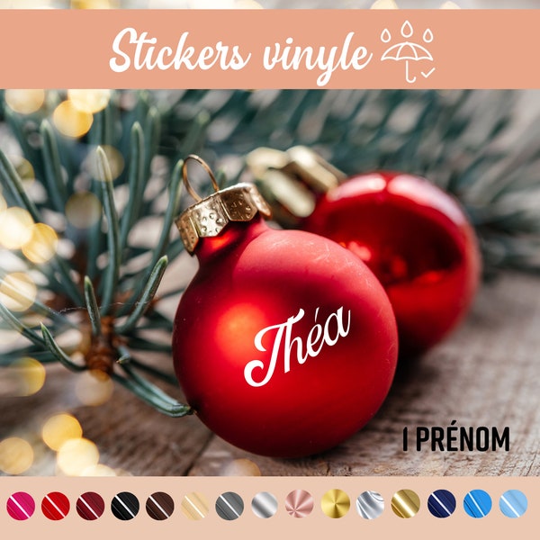 Stickers personnalisé boule de Noël, prénom pour boule de Noël en vinyle adhésif découpé - Décalcomanie pour DIY