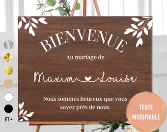 Stickers panneau de maraige , bienvenue au mariage de, texte personnalisable