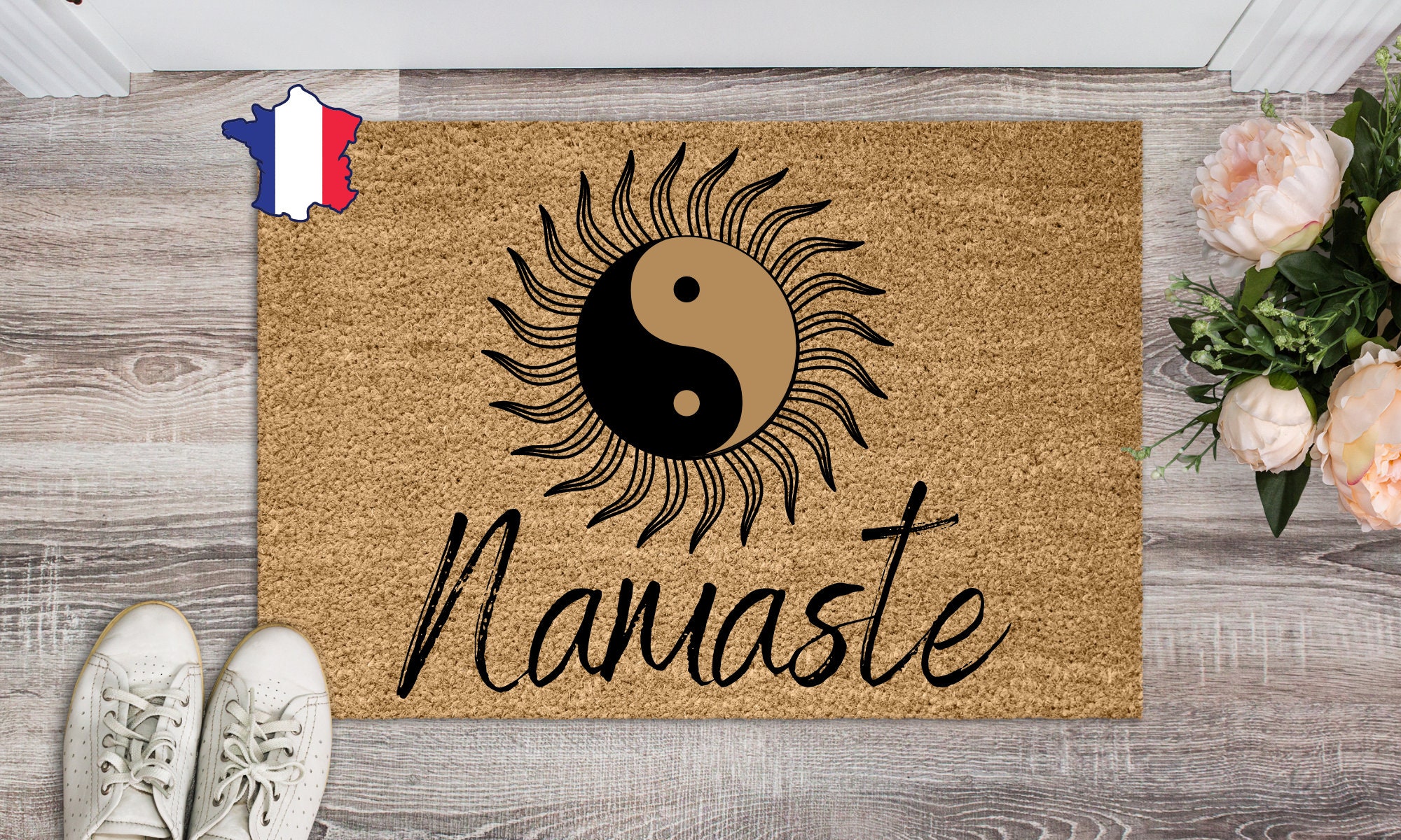 Paillsson d'exterieur Namaste, Ying Yang Soleil, Decoration Maison Zen