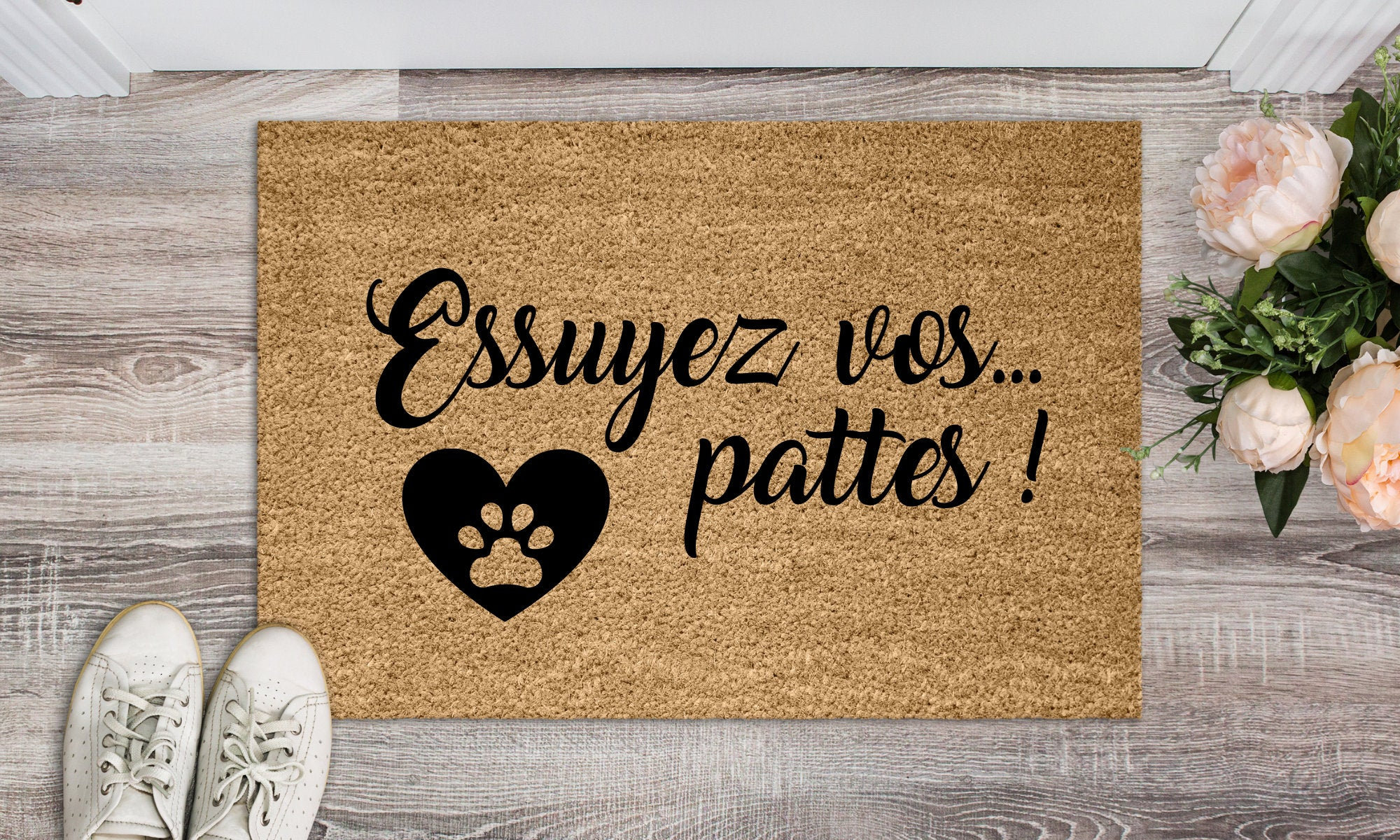 Merci d'essuyer Vos Pattes, Paillasson Animaux, Tapis d'entrée Extérieur en Coco Naturelle, Cadeau M