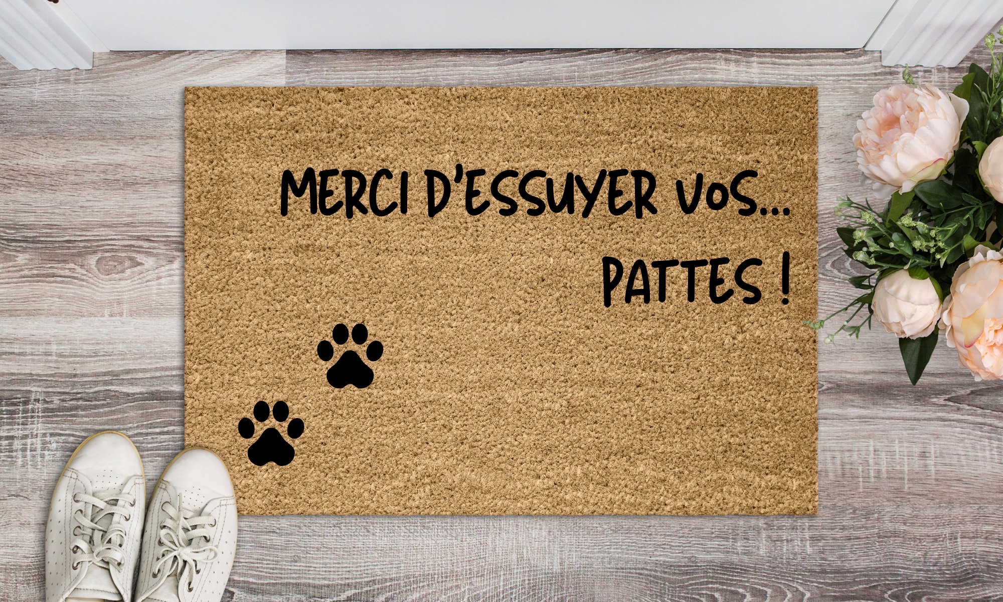 Paillasson d'extérieur Coco, Paillasson Chien Merci d'essuyer Vos Pattes, Décoration Niche, Cadeau M