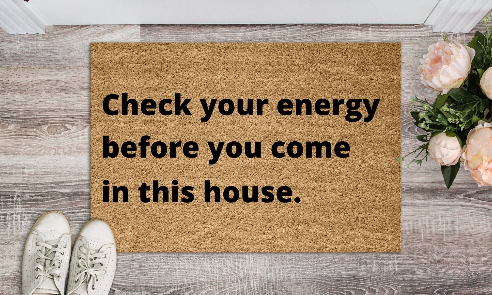 Check your energy doormat check your energy before you come Etsy
