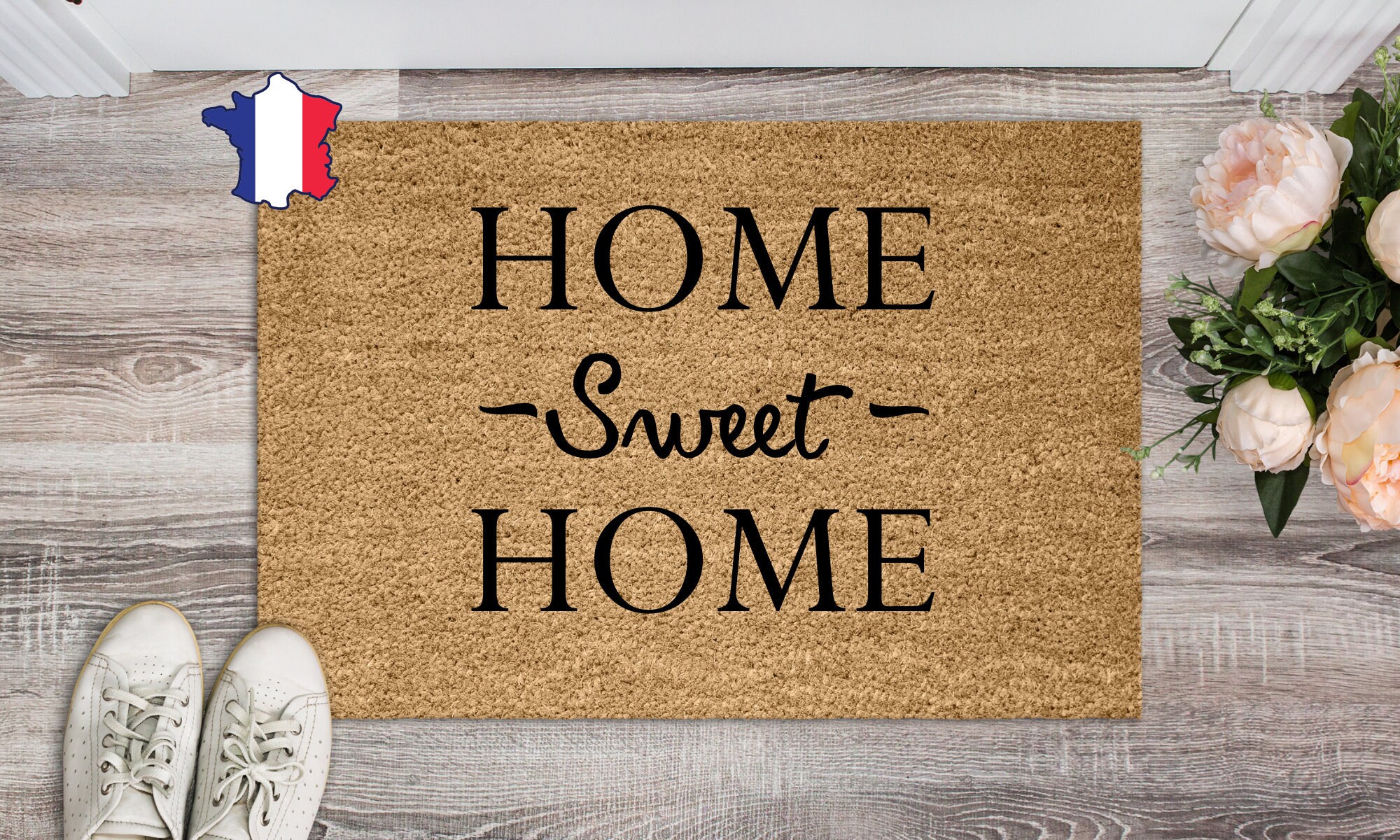 Home Sweet Home, Paillasson Coco Personnalisé, Cadeau Crémaillère, Première Maison, sur Mesure