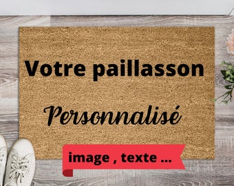 paillasson personnalisé, paillasson texte ou image, tapis d'entrée en coco, cadeau personnalisé, décoration maison extérieur