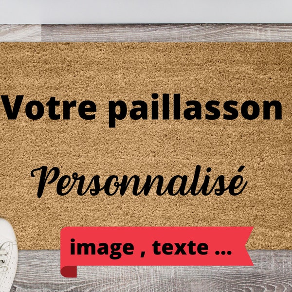 paillasson personnalisé, paillasson texte ou image, tapis d'entrée en coco, cadeau personnalisé, décoration maison extérieur