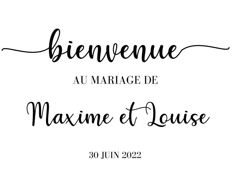 Autocollant mariage pour panneau de bienvenue adhésif personnalisable stickers bienvenue Lettrage adhésif Modèle 1