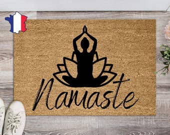 Lotus doormat, custom meditation doormat, yoga home decor - Natural coir mat