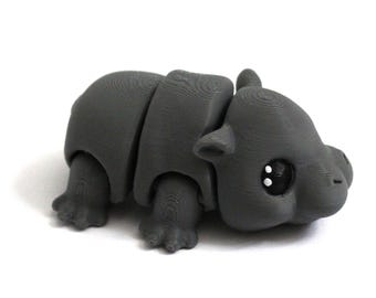 3D Printed Articulated Hippo Moo Deng | Flexible Fidget Toy | Unique Moving Animal Figurine | Fun Gift for Hippo Lovers