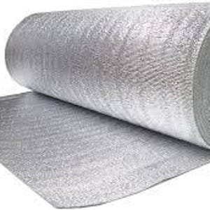 May include: A roll of silver-colored foam insulation with a black backing. The foam is rolled up and partially unrolled, showing the texture of the material.