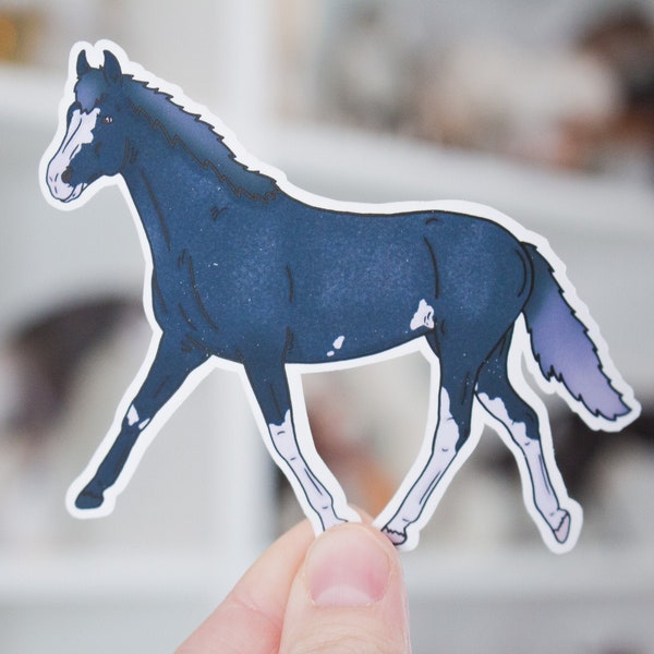 Andromeda - Trotting Blue Roan Tennessee Walking Horse Vinyl Die Cut Model Horse Sticker