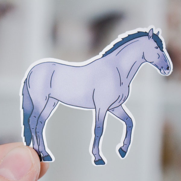 Luke - Light Gray Warmblood Horse with Darker Mane and Tail Vinyl Die Cut Model Horse Sticker