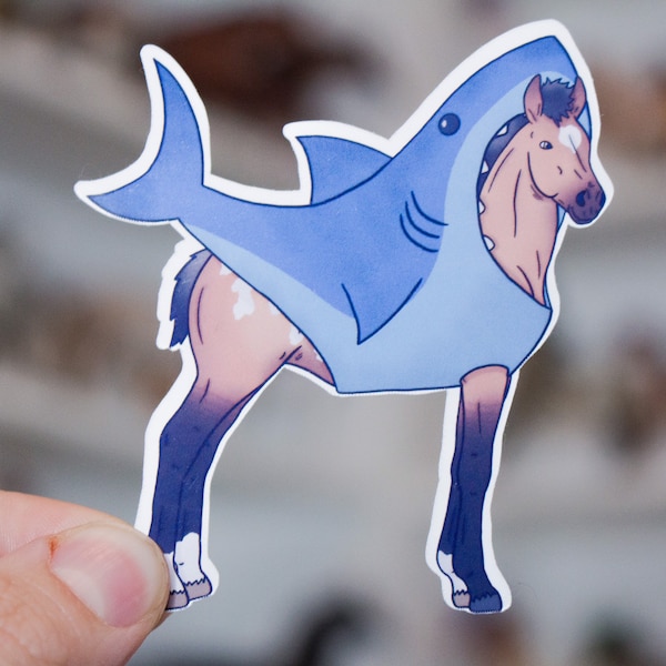 Shark Week Exclusive - Milo - Frosty Dunn Appaloosa Foal with Shark Costume Vinyl Die Cut Model Horse Sticker