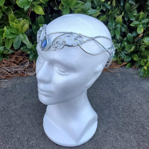 Silver and purple blue wedding bridal fantasy elf fairy Renaissance headpiece circlet crown