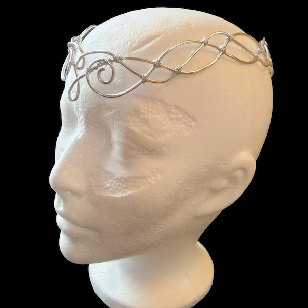Silver bridal wedding crown headpiece circlet Celtic elven fairy Renaissance cosplay