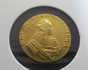 Réplica de moneda de 2 rublos del Imperio Ruso, año 1751, recuerdo.