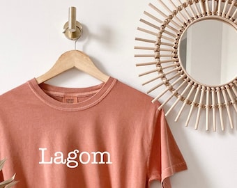 Lagom | Cute Minimalist Summer T-shirt | Comfort Colors Handmade Cotton T-shirt | Oversized | Unisex