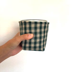 Green Vintage Plaid Handmade Soft Quilted Weck Jar Cozy, Jar Sleeve, Drink Cover