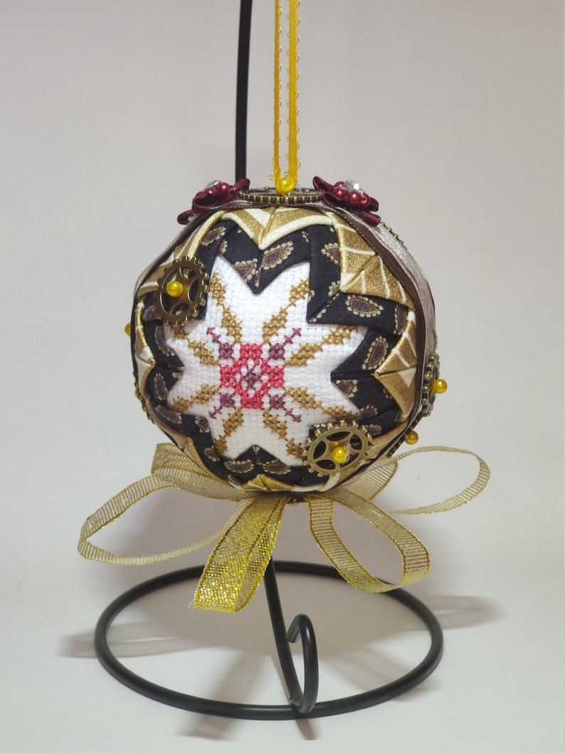 Steampunk Cross Stitched Ornament