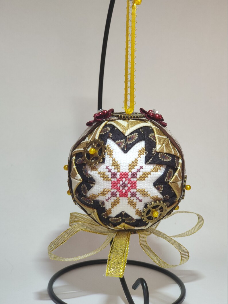 Steampunk Cross Stitched Ornament