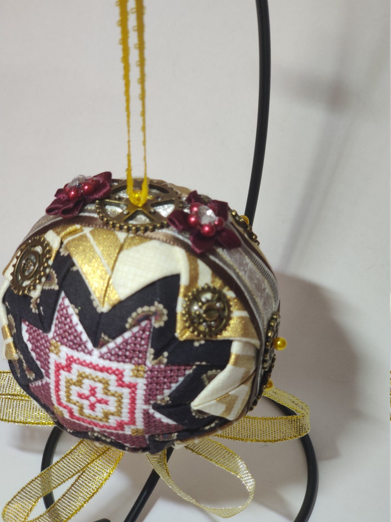 Steampunk Cross Stitched Ornament