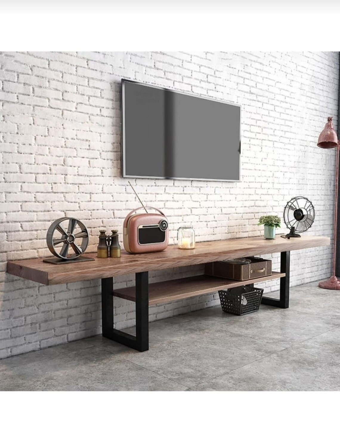 Wooden Decorative Tv Console Metal Legs Wooden TV Unit Etsy