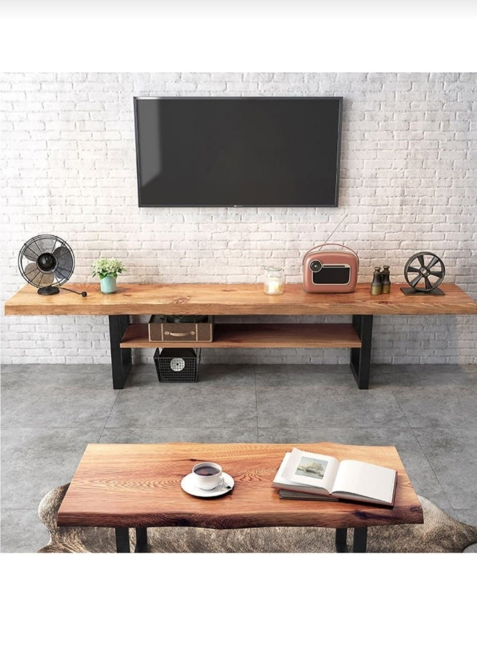 Wooden Decorative Tv Console Metal Legs Wooden TV Unit Etsy