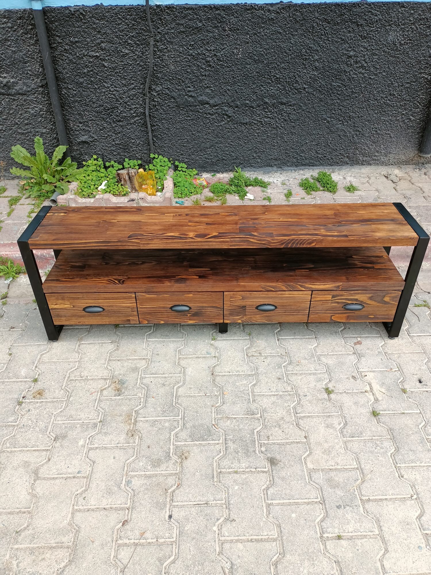 Consola de televisión decorativa de madera soporte de TV con | Etsy