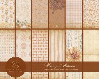 Vintage Autumn Collection | Vintage Autumn Junk Journal Digital Paper Pack | Junk Journal Supplies | Digital Printable | Fall Journal