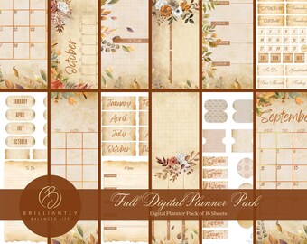 Junk Journal Kit | Fall Digital Planner Pack | Junk Journal Supplies | Planner Pages | Neutral Planner | Digital Printable | Fall Journal