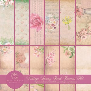 Vintage Spring Digital Junk Journal Kit | Junk Journal Supplies | Printable Journal Pages | Digital Download | Spring printable