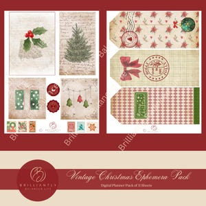 Vintage Christmas Ephemera Kit | Christmas Junk Journal | Christmas Envelopes and Ephemera | Printable Junk Journal | Christmas Printables