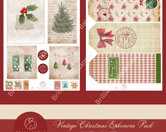 Vintage Christmas Ephemera Kit | Christmas Junk Journal | Christmas Envelopes and Ephemera | Printable Junk Journal | Christmas Printables