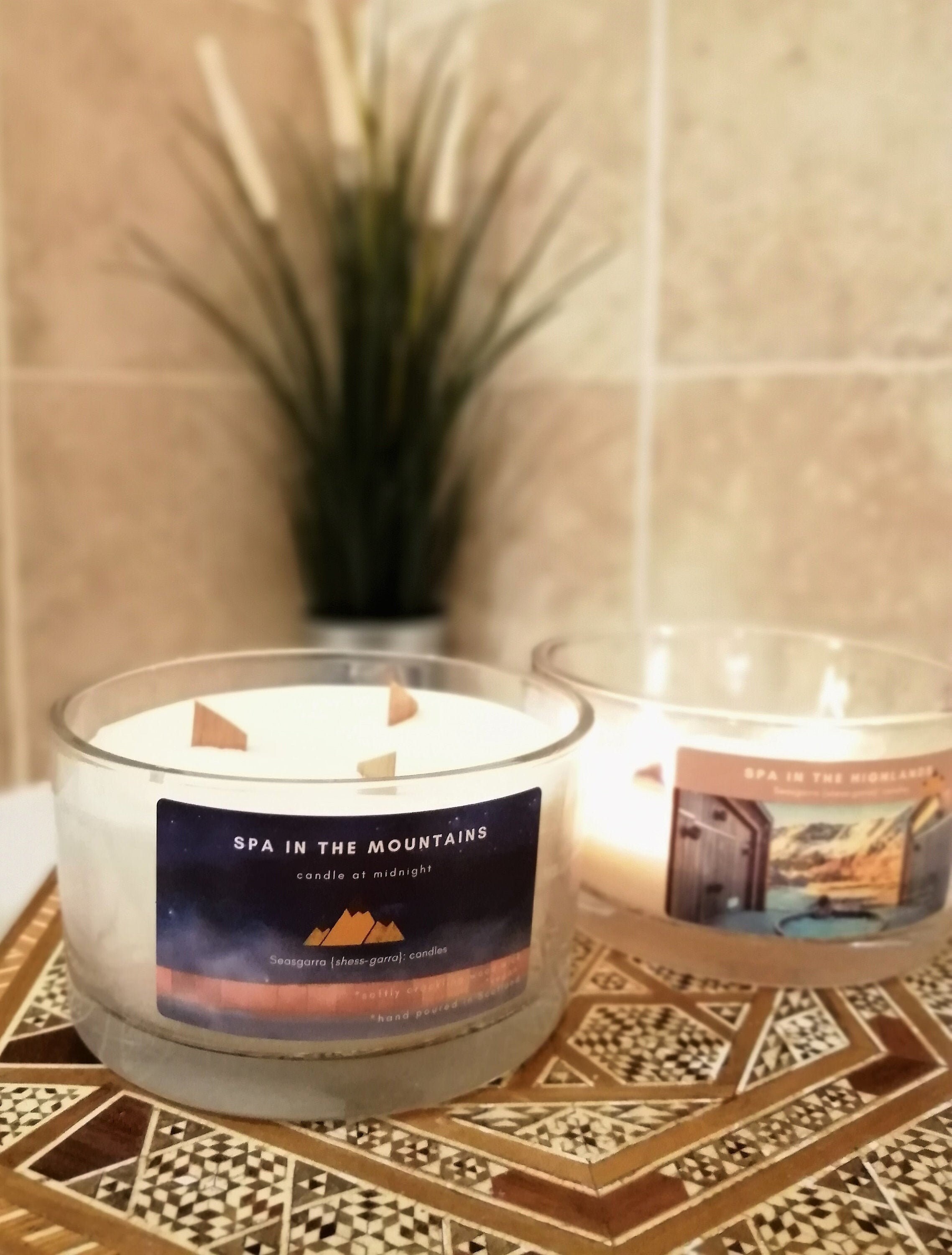 Luxury crackle candle spa inspired triple wick glass Etsy