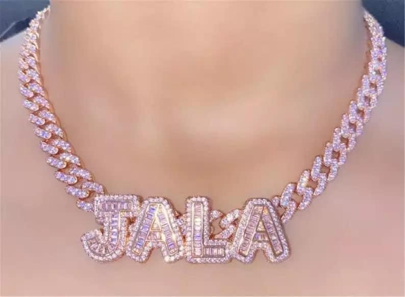 Cuban link name plate necklace Clearance
