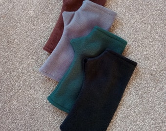 Fingerless Fleece Gloves, Fleece Mittens, Handwarmers, Fleece Wristwarmers Brown/Grey/Green/Black
