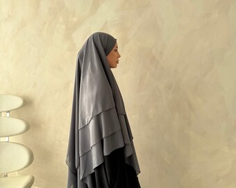 Khimar 3 Voiles Femme - Mousseline Multicolore - Modèle Papillon Élégant