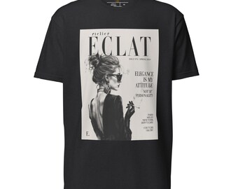 E'CLAT Fashion Graphic Tee – Chic Minimalist Statement Shirt | Vogue Inspired Aesthetic T-Shirt | Trendy Streetwear Top for Women