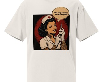 Oversized "Pedophile Removal Solution" faded t-shirt