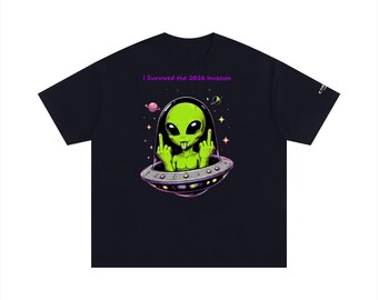 I Survived the 2026 Alien Invasion Shirt | Funny UFO Tee | Alien Apocalypse Survivor Shirt | Conspiracy Meme T-Shirt | Sci-Fi Humor Gift
