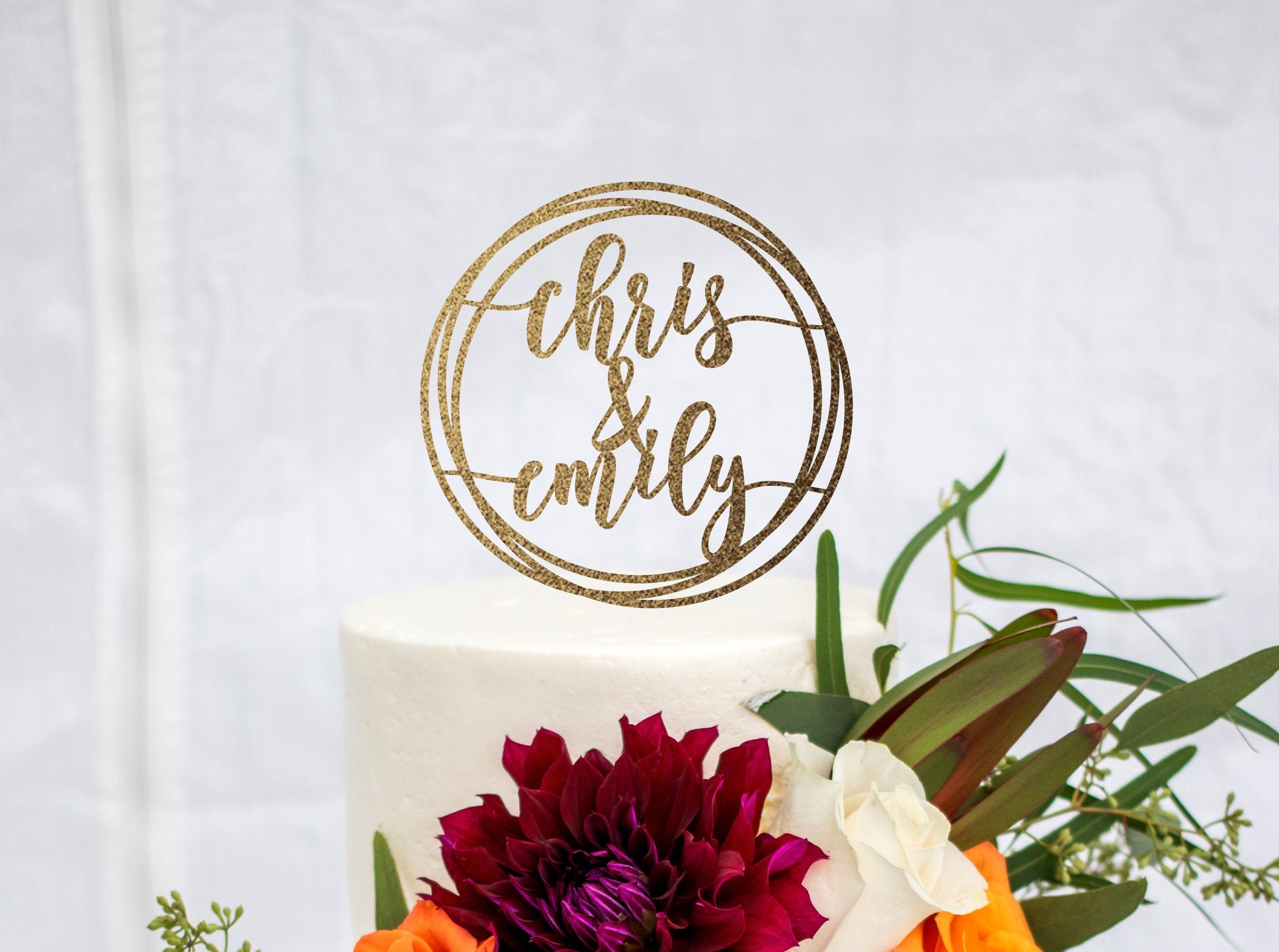Custom Wedding Cake Topper Circle Wedding Cake Topper Etsy